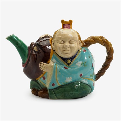 Lot 92 - Minton majolica "Chinaman" teapot