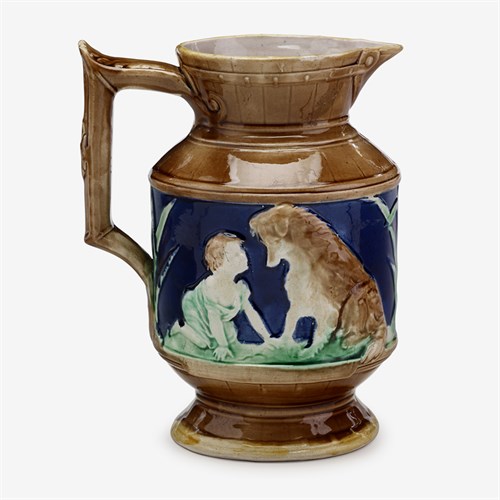 Lot 130 - English majolica "Can't You Talk" pitcher