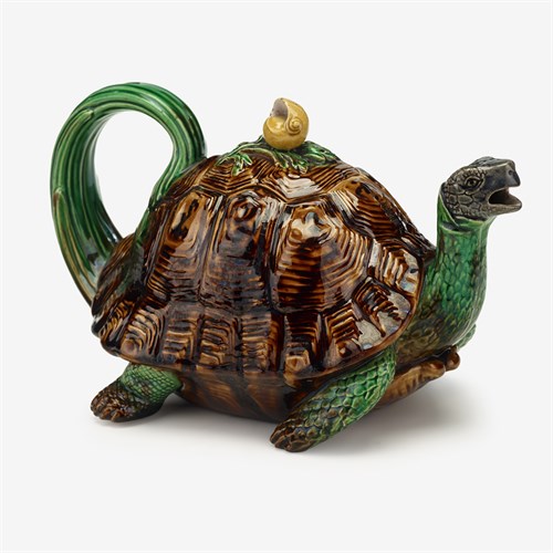 Lot 87 - Rare Minton majolica "Tortoise" teapot
