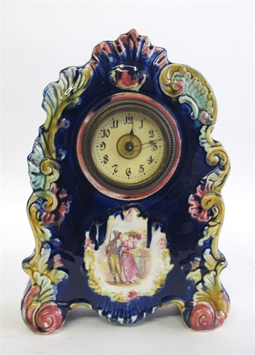 Lot 128 - French majolica mantle clock