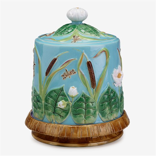 Lot 70A - George Jones majolica pale blue cheese dome and stand