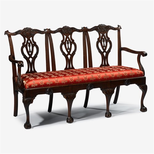 Lot 145 - George III style mahogany triple-back settee