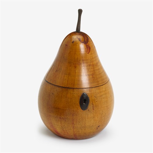 Lot 139 - George III fruitwood pear-form tea caddy