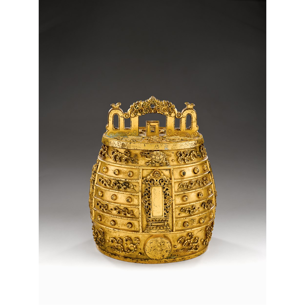 Lot 65 - A rare and important Chinese gilt bronze ritual bell, Bianzhong