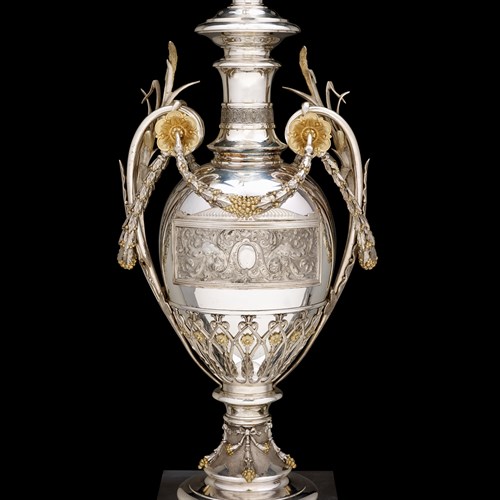 Lot 266 - The Progress Vase: A Magnificent Sterling Silver and Silver-plated Centerpiece