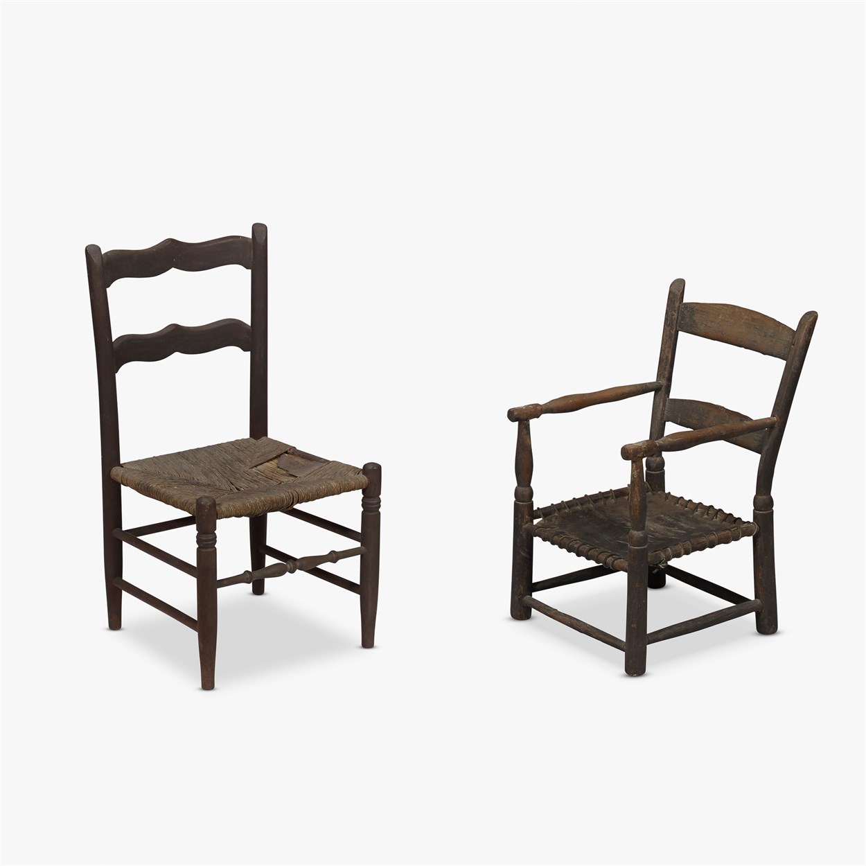 Lot 61 - Two slat-back children's chairs