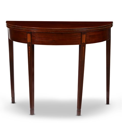 Lot 4 - Federal inlaid mahogany demilune card table
