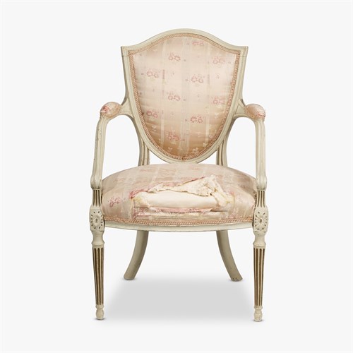 Lot 2 - Louis XVI-style carved and painted fauteuil