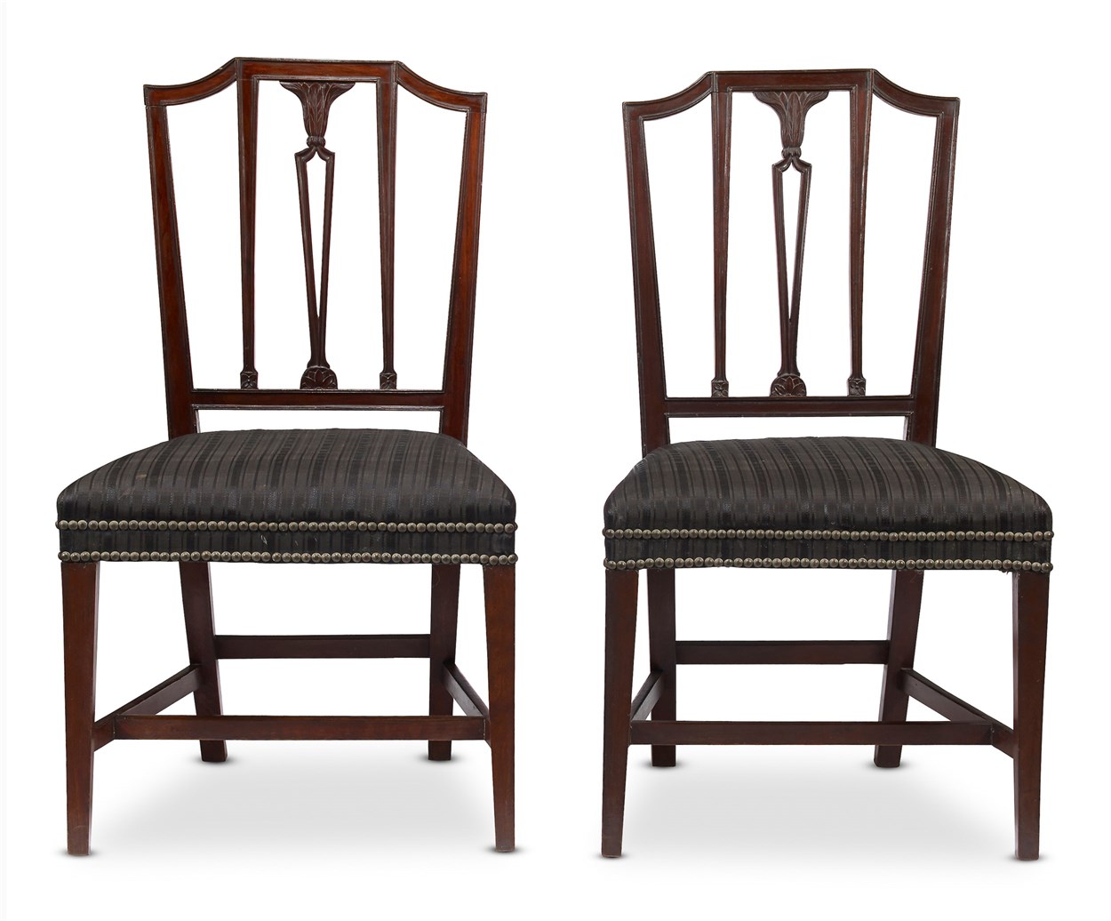 Lot 42 - Pair of Federal square-back mahogany side chairs