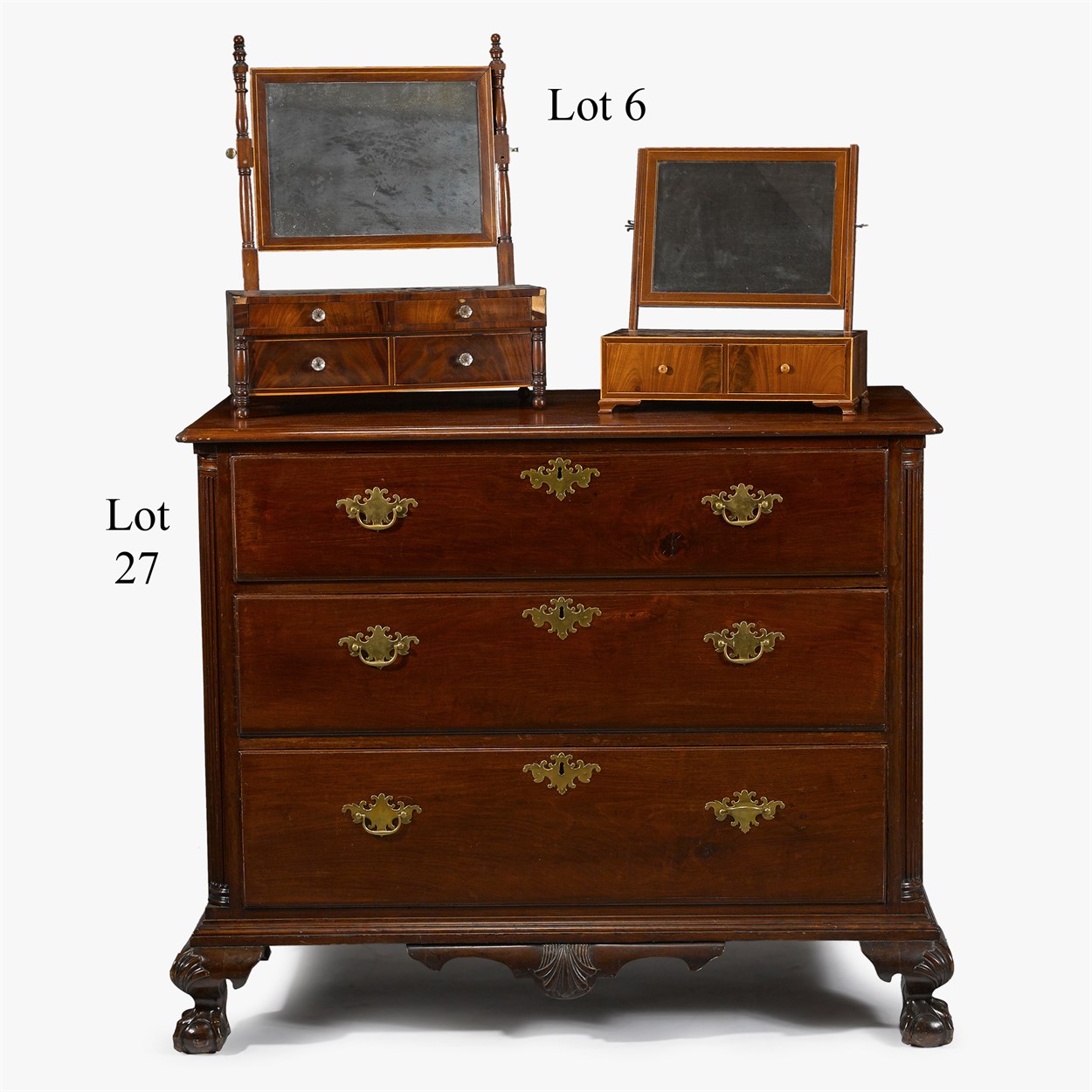 Lot 27 - Chippendale-style mahogany chest of drawers