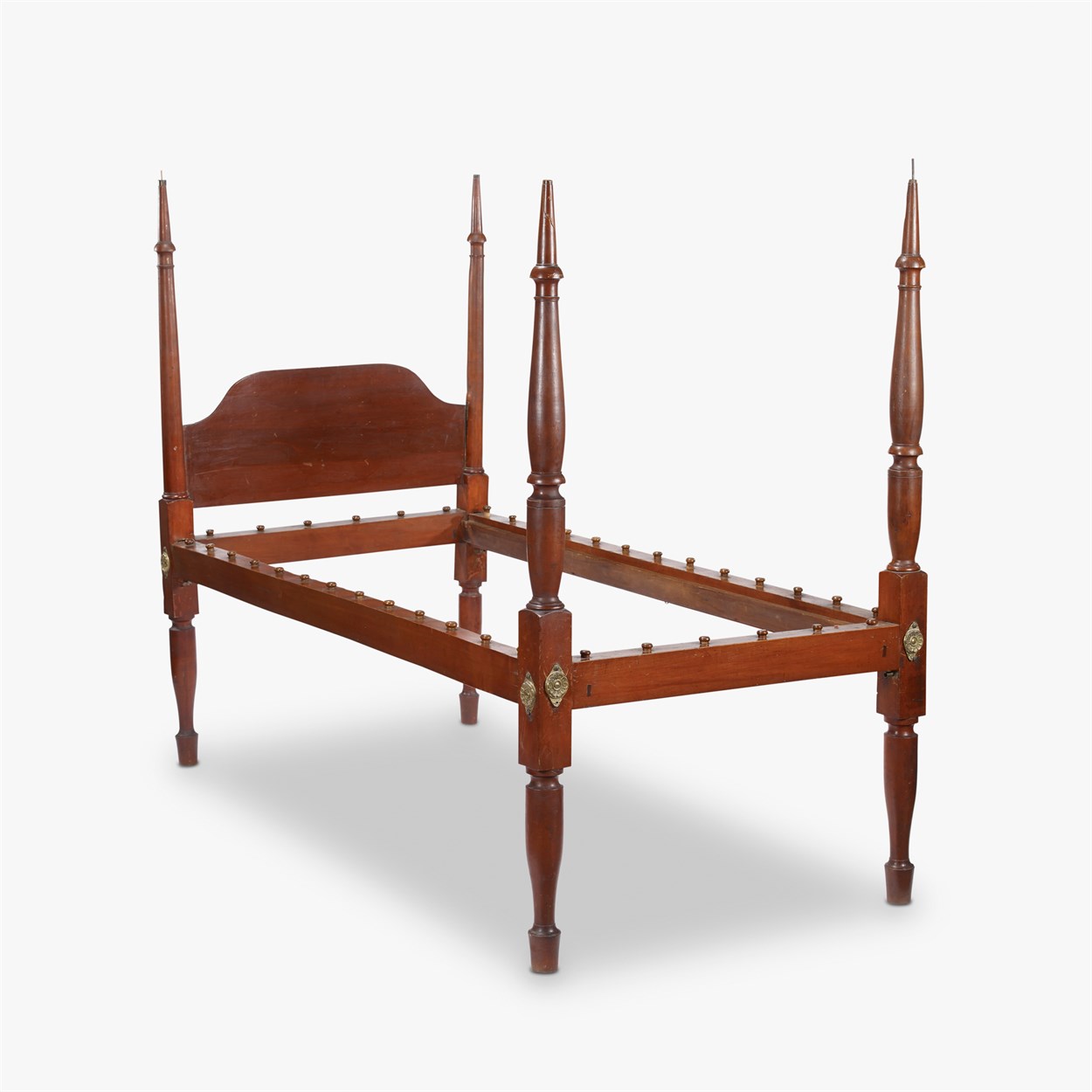 Lot 18 - Red-painted tulip poplar and pine tester bedstead