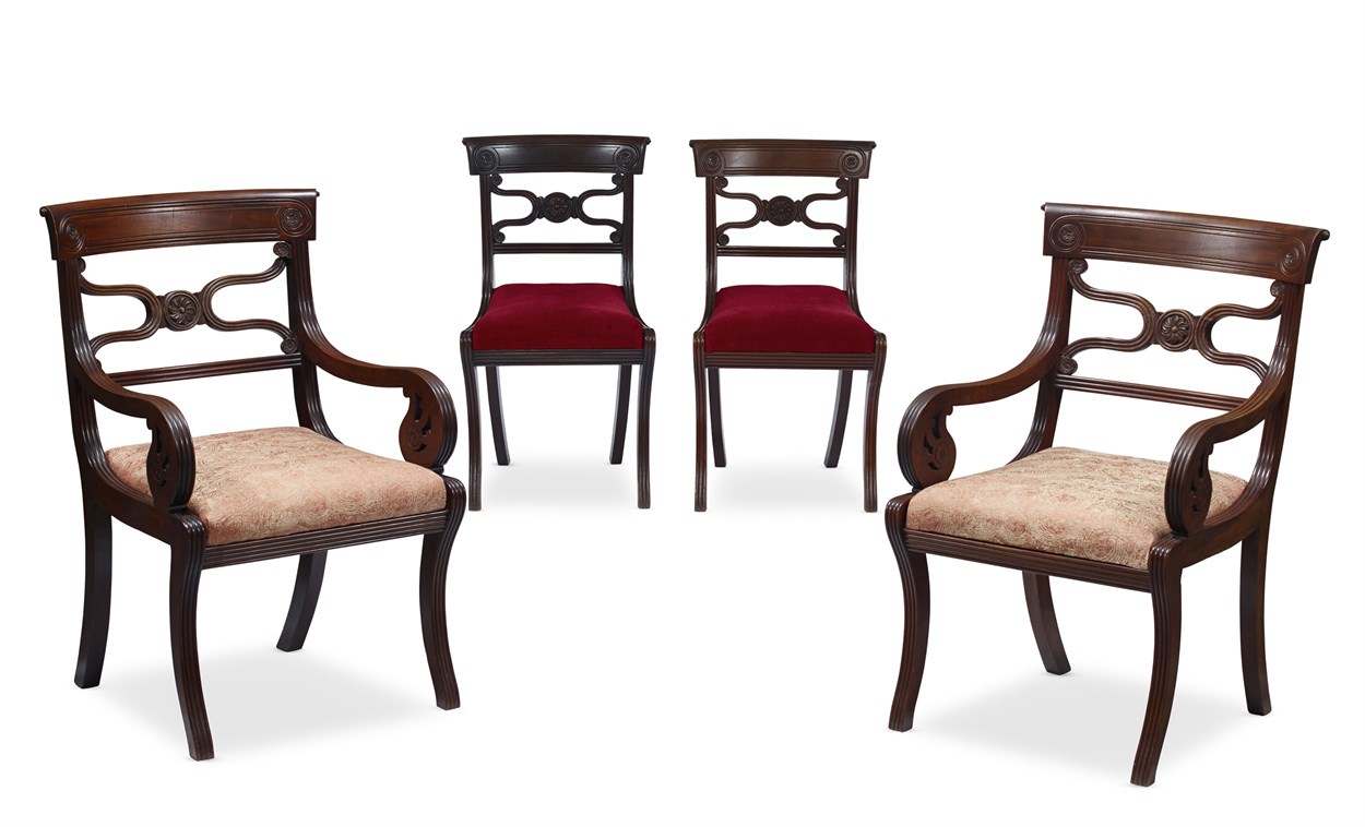 Lot 31 - Four Classical Revival mahogany "Klismos" chairs