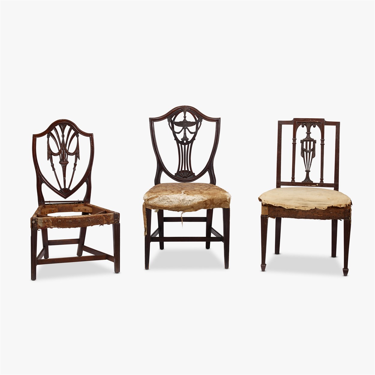 Lot 49 - Three Federal carved mahogany side chairs
