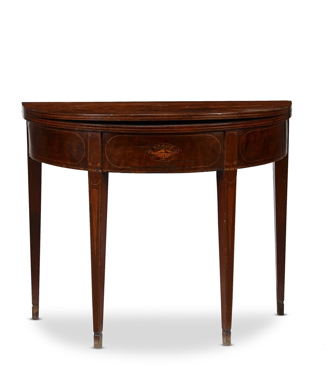 Lot 12 - Federal demilune inlaid mahogany card table