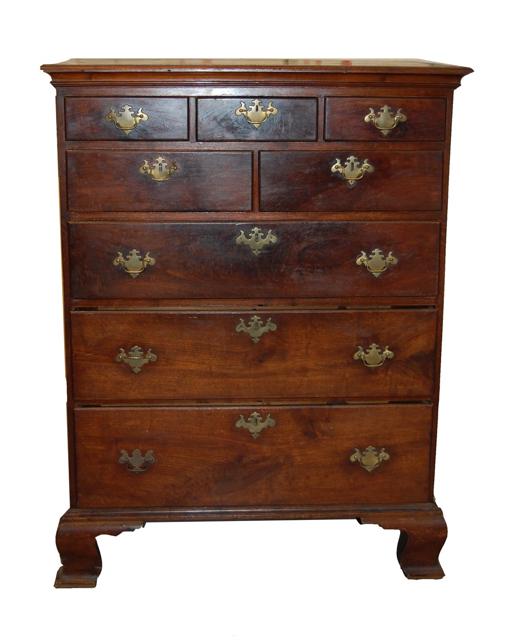 Lot 82 - Chippendale walnut tall chest