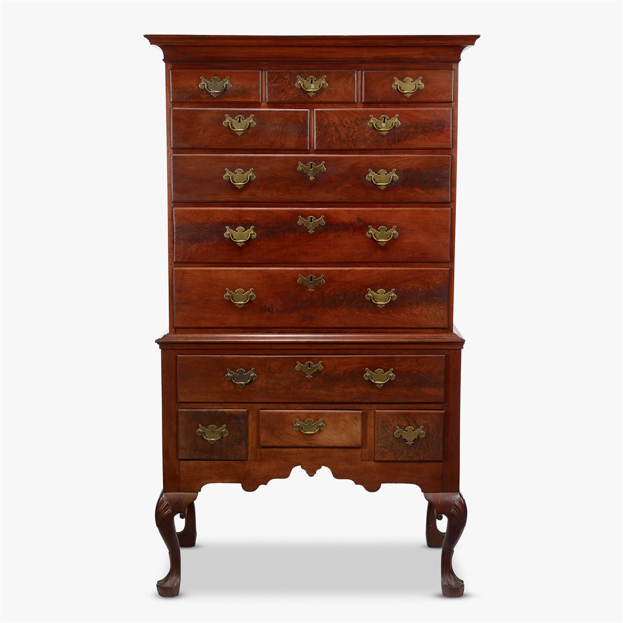 Lot 77 - Queen Anne carved walnut high chest