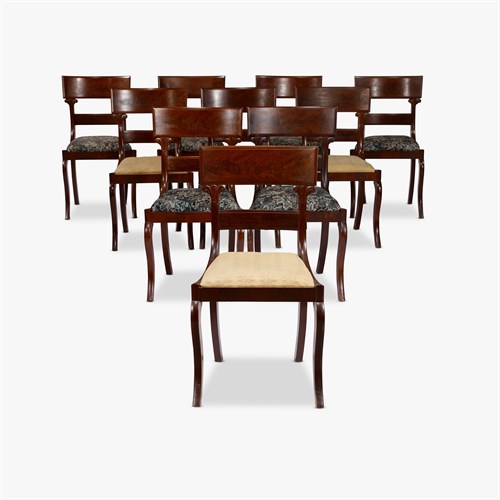 Lot 146 - Set of ten Classical mahogany "Klismos" side chairs