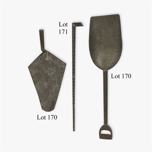 Lot 170 - Tenth anniversary tinware shovel and trowel