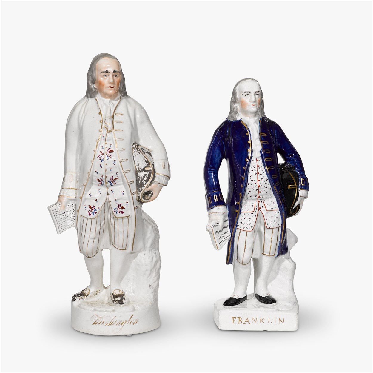 Lot 83 - Two Staffordshire figures of Benjamin Franklin (1706-1790)