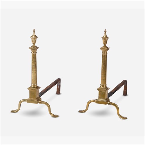 Lot 106 - Pair of signed brass andirons