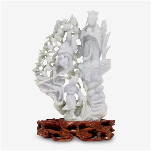 Lot 133 - A Chinese jadeite 'Journey to the West' carving
