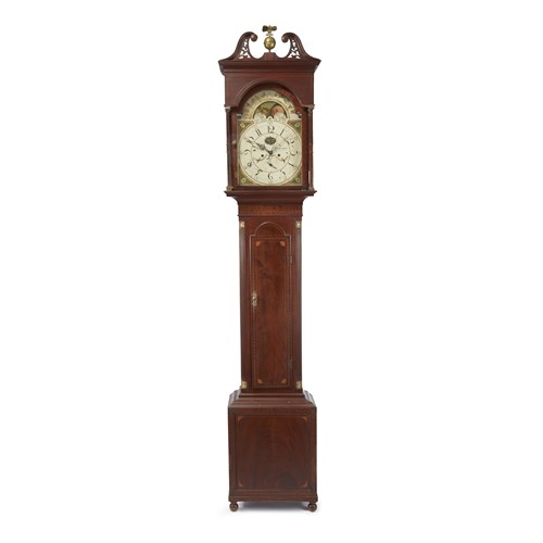Lot 211 - Federal inlaid mahogany tall case clock