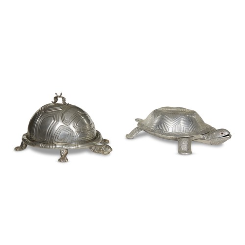 Lot 76 - One Arthur Court aluminum turtle form covered tureen, TOGETHER WITH a similar tureen.