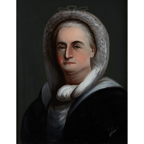 Lot 60 - Federal reverse-painted portrait of Martha Washington