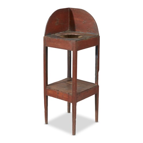 Lot 37 - Red-painted corner washstand