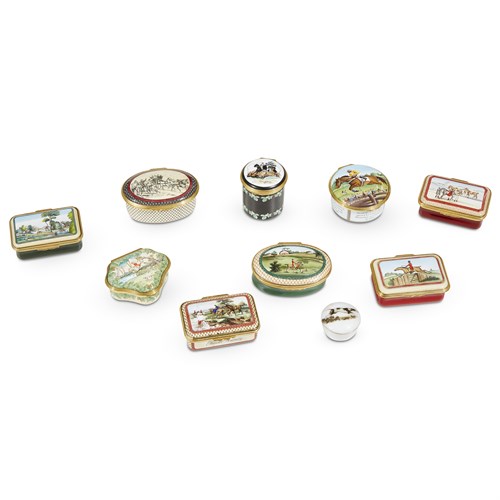 Lot 55 - Collection of ten Halcyon Days enamel trinket boxes
