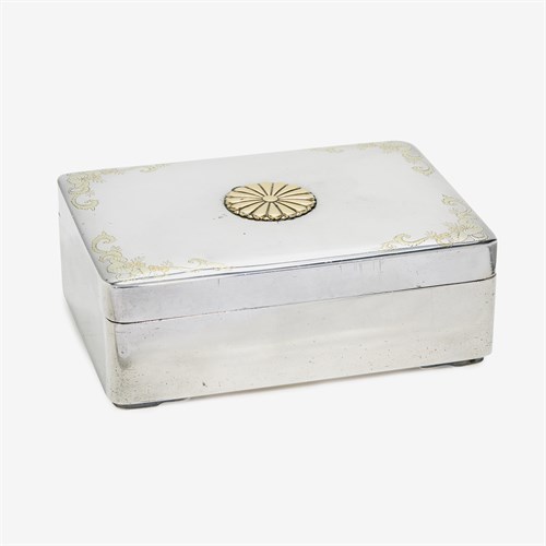 Lot 56 - An Imperial Japanese silver presentation box and cover