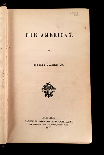 Lot 88 - (Literature). James, Henry. The American....