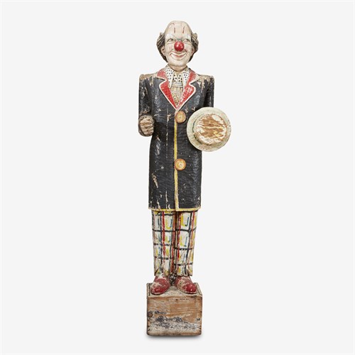 Lot 241 - Carved and painted figure of a carnival clown