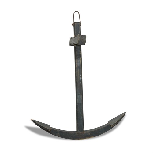 Lot 237 - Large hanging green-painted wood anchor