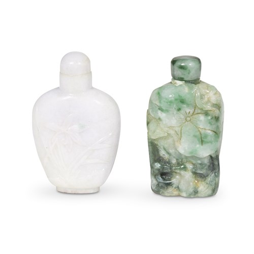 Lot 171 - Two Chinese jadeite snuff bottles