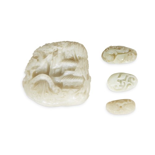 Lot 117 - A Chinese jade figural boulder