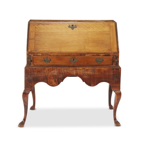 Lot 204 - Queen Anne figured maple slant front desk on stand