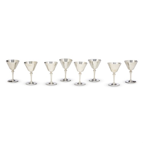Lot 264 - A set of eight sterling silver cocktail glasses