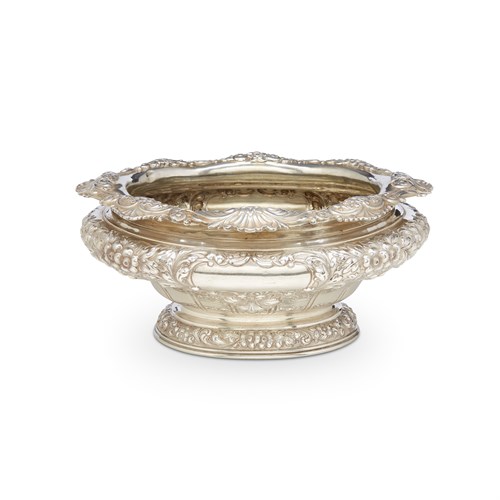 Lot 263 - Sterling silver repoussé footed center bowl