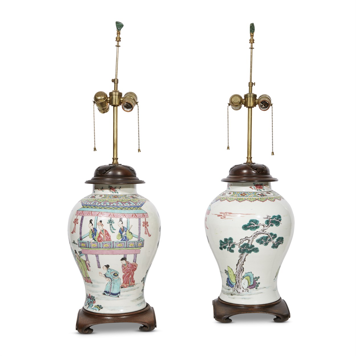 Lot 107 - A pair of Chinese export porcelain famille rose vases