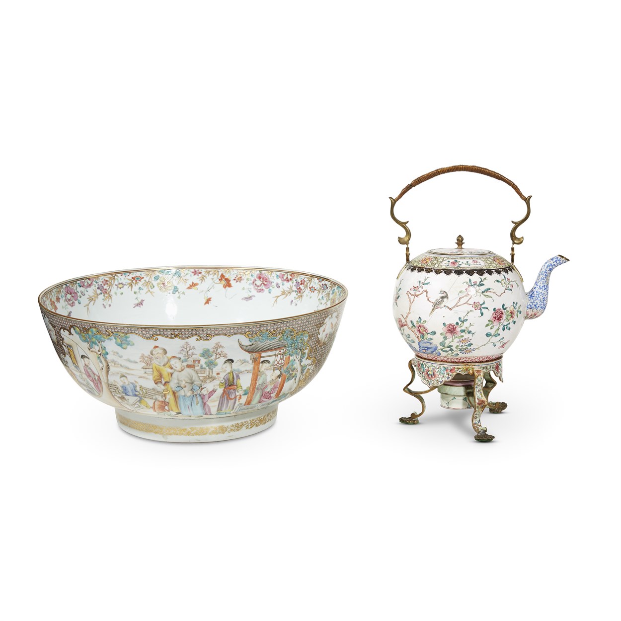 Lot 106 - A Chinese export porcelain famille rose punch bowl