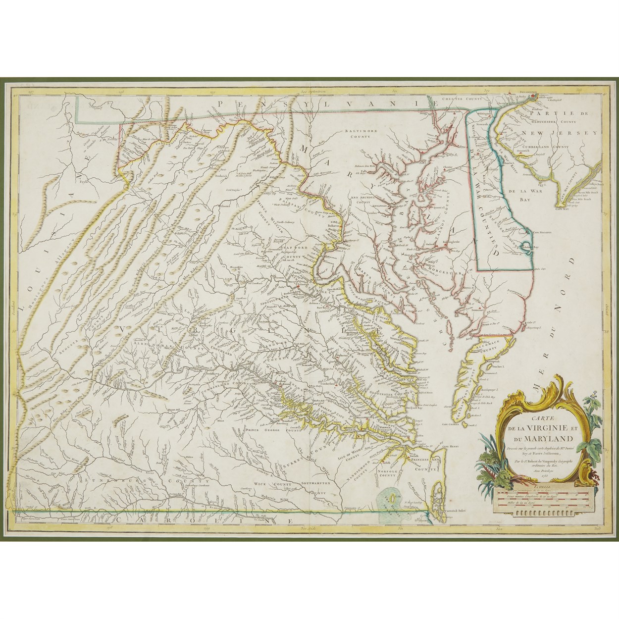 Lot 80 - 1 Piece. Engraved map hand colored in outline....