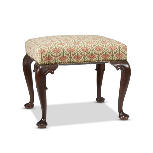 Lot 84 - A Queen Anne style mahogany upholstered stool