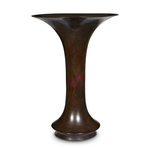 Lot 57 - Japanese patinated bronze flared trumpet vase