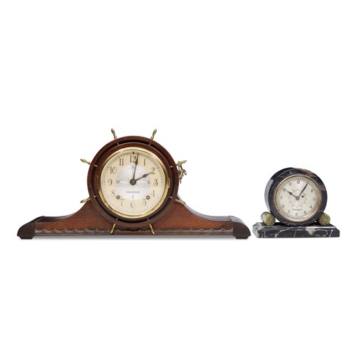 Lot 276 - TWO PIECE MANTLE CLOCKS 20th Century Including...