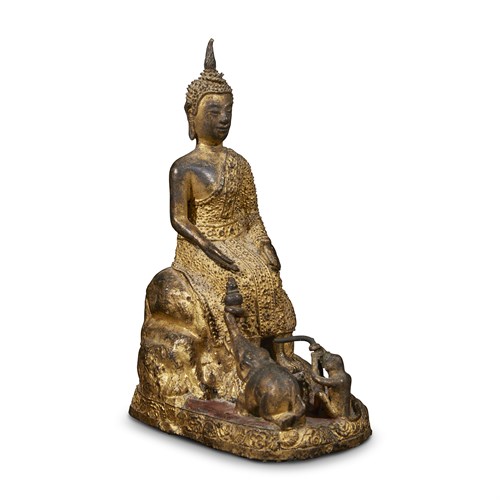 Lot 117 - A Thai gilt bronze figure a seated Buddha