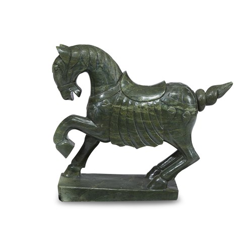 Lot 152 - A Chinese large green jade standing horse
