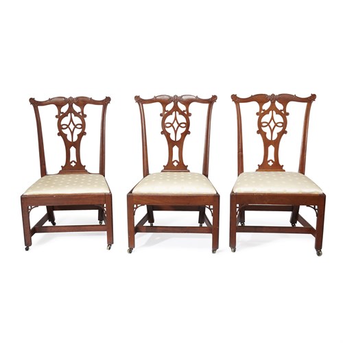 Lot 208 - Three Chippendale side chairs