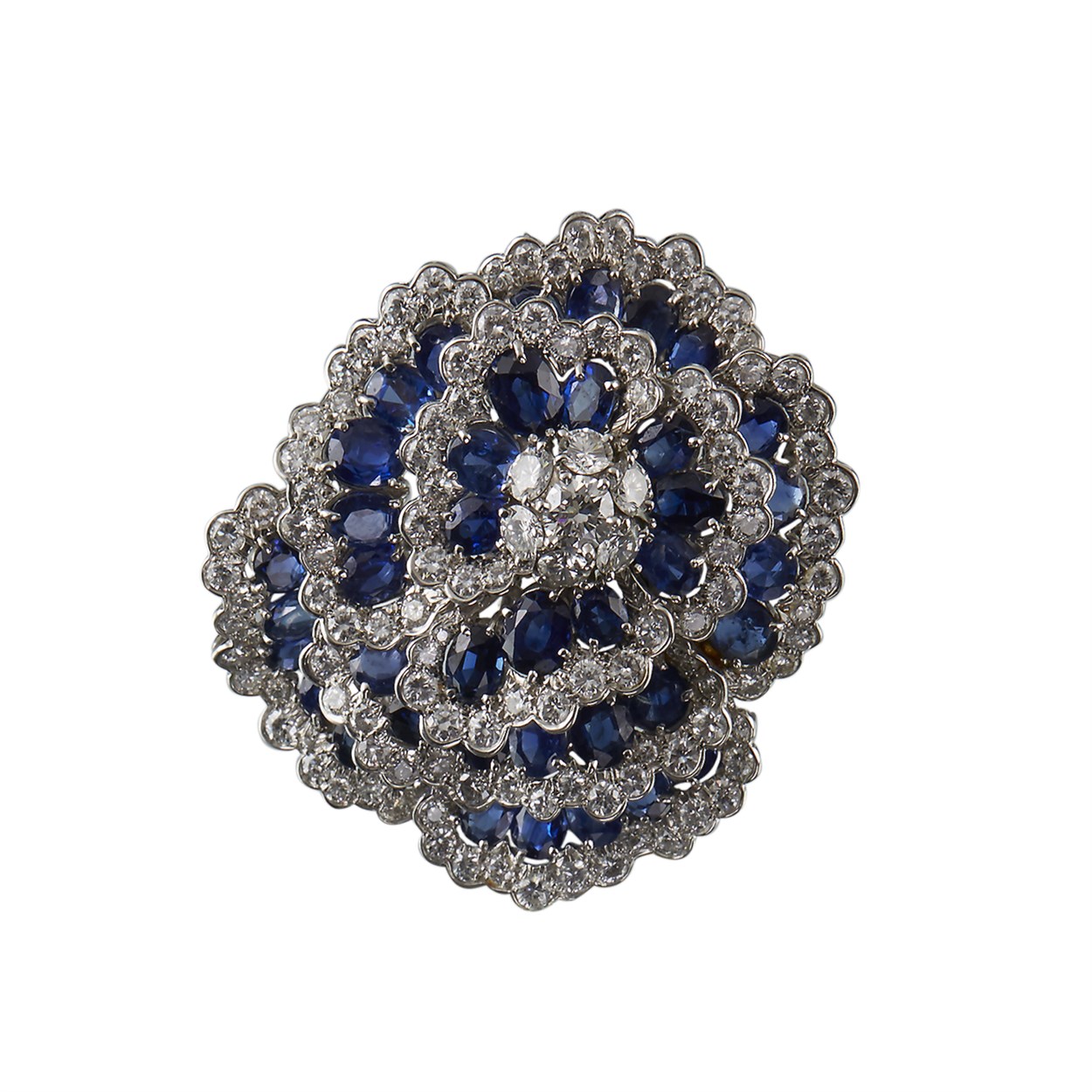 Lot 147 - A sapphire and diamond "Camellia" brooch, Van Cleef and Arpels