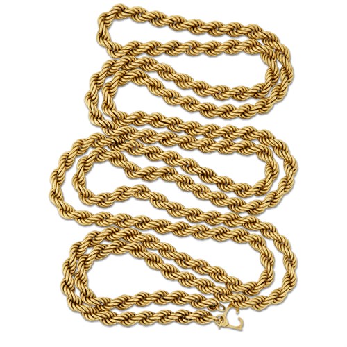 Lot 87 - An eighteen karat gold rope necklace